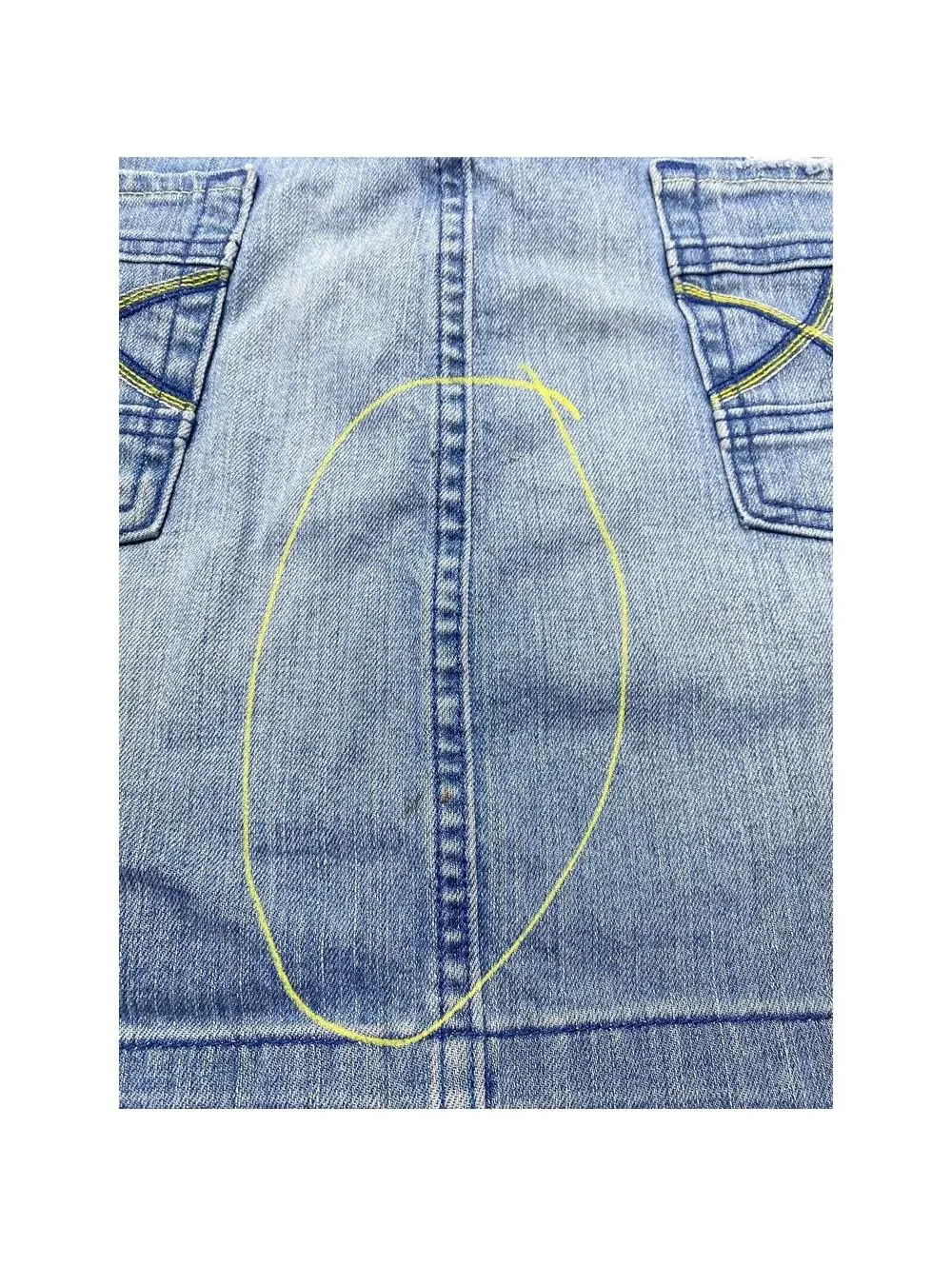 Low Waist Jean Skirt Plus Size Distressed Denim Dirt Spot On Back As Is Co